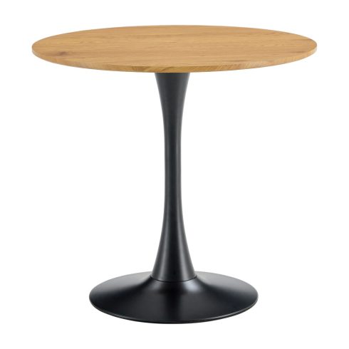 REVENTON Étkezőasztal, kerek, tölgy/fekete, átmérő 110 cm, NEW
